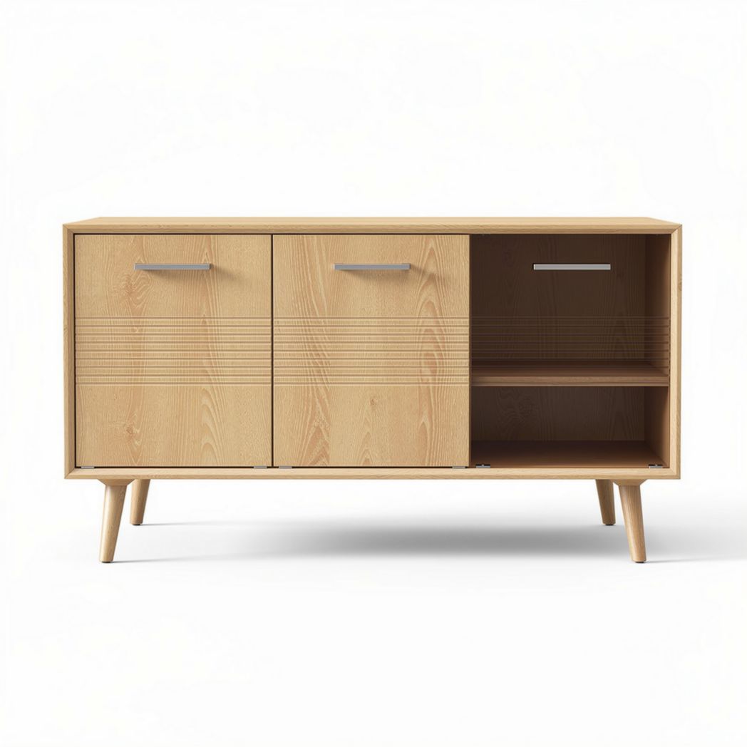 Meuble de rangement en bois clair design scandinave 90 x 40 x 70cm