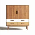 Meuble de rangement en bois avec deux portes et tiroirs 90 x 45 x 100cm