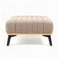 Pouf en tissu beige avec pieds en bois et métal dimensions 70 x 70 x 40cm
