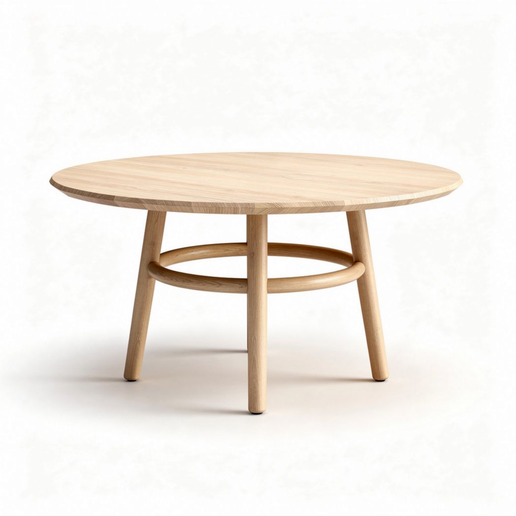 Table ronde en bois clair pour salle de séjour dimensions 100 x 100 x 75cm