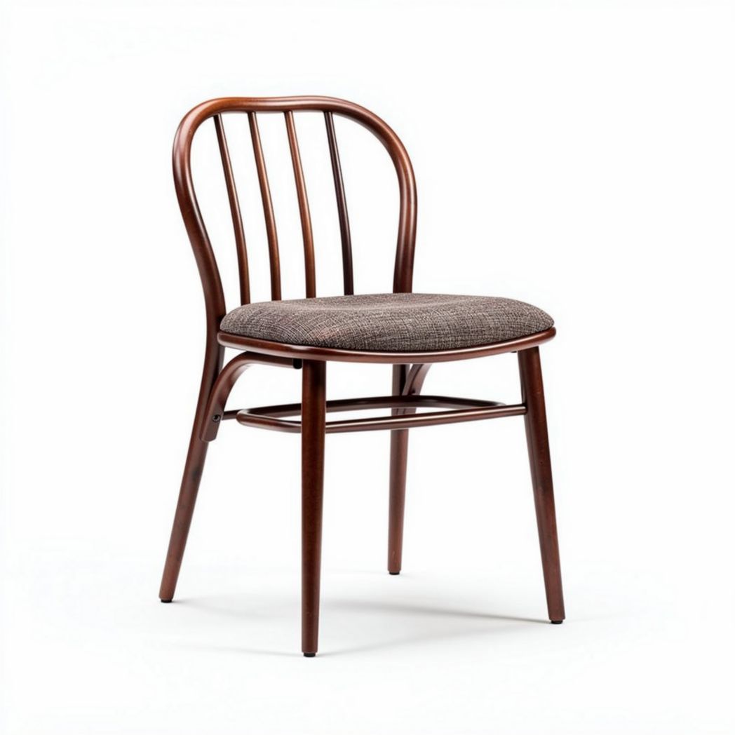 Chaise en bois avec assise en tissu gris dimensions 40 x 45 x 85cm