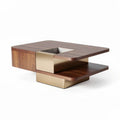 Table basse en bois marron et métal doré 120 x 80 x 40cm pour salon