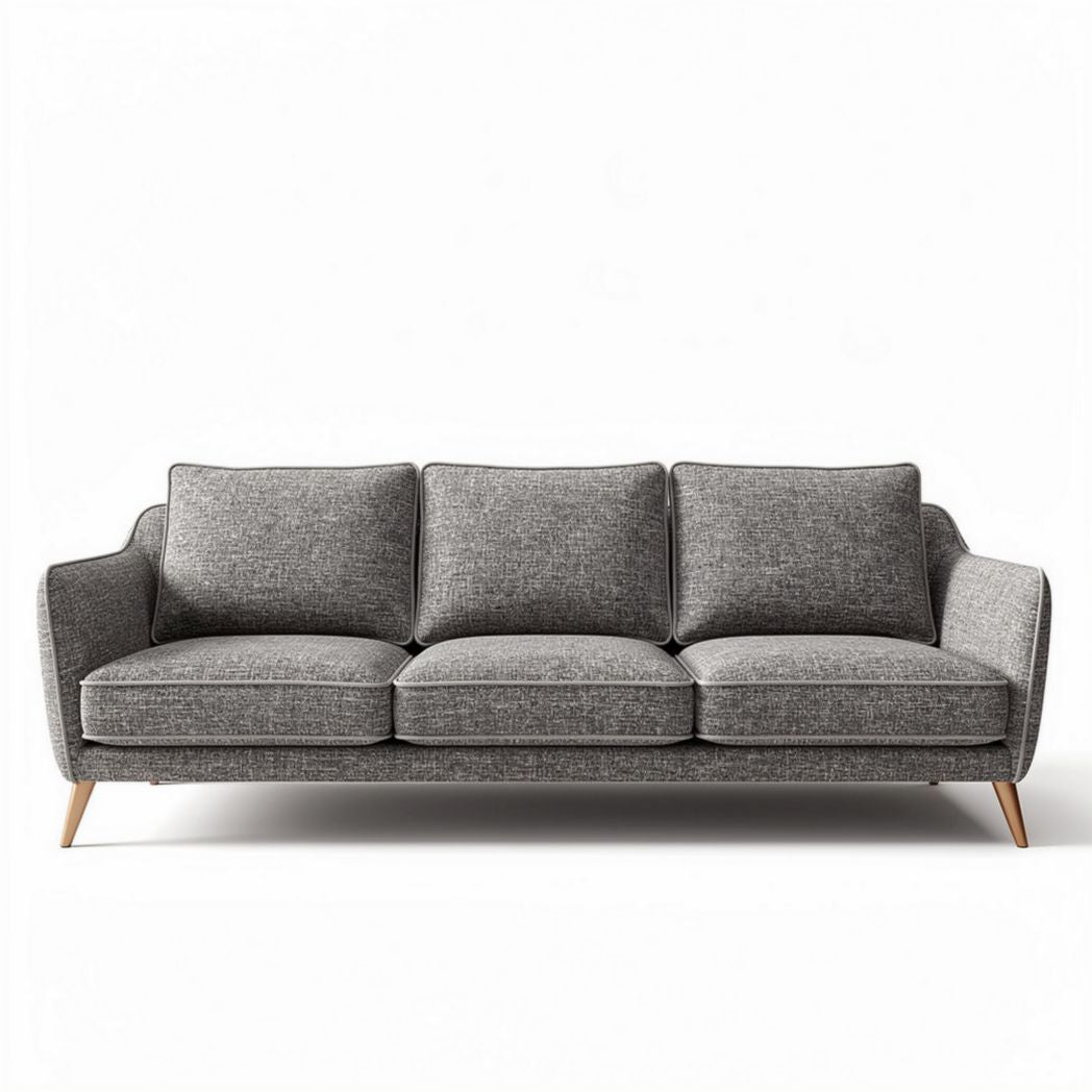 Canapé en tissu gris moderne dimensions 200 x 90 x 80 cm avec pieds en bois