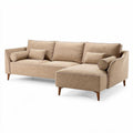 Canapé d'angle en tissu beige avec coussins amovibles dimensions 220 x 90 x 80cm