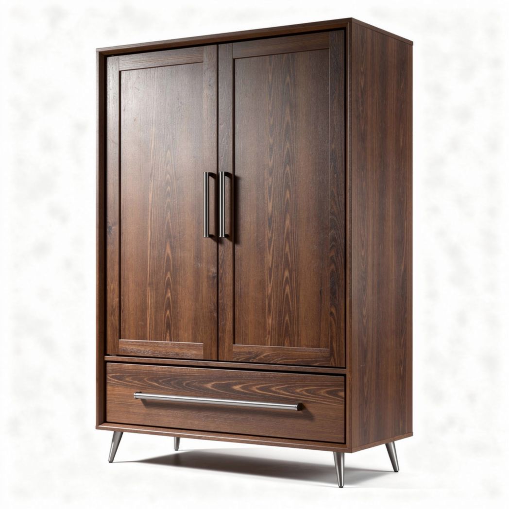 Armoire en bois foncé avec tiroir dimensions 180 x 90 x 45cm