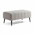 Pouf rectangulaire en tissu beige avec pieds noirs 100 x 40 x 45cm