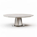 Table ronde en pierre avec piétement en acier inoxydable 100 x 100 x 75cm